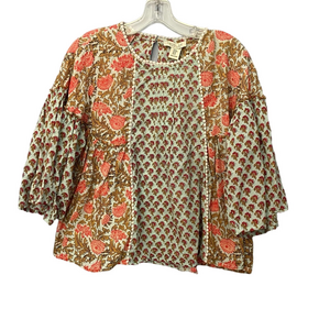 Rachel Zoe Women's Boho Top Relaxed Pleated Floral Bohemian Blouse Size Medium